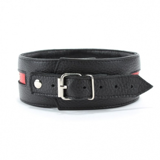 Черно-красный ошейник на пряжке - БДСМ Арсенал - купить с доставкой в Новокузнецке