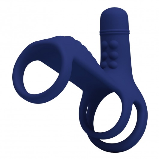 Синяя вибронасадка на пенис Vibrating Penis Sling - Baile - в Новокузнецке купить с доставкой