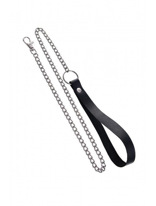 Черный кожаный ошейник-воротник с поводком - Pecado - купить с доставкой в Новокузнецке