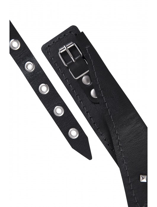 Черный кожаный ошейник-воротник с поводком - Pecado - купить с доставкой в Новокузнецке