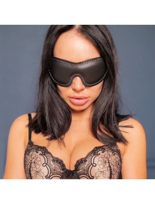 Черная мягкая закрытая маска из натуральной кожи - Crazy Handmade - купить с доставкой в Новокузнецке