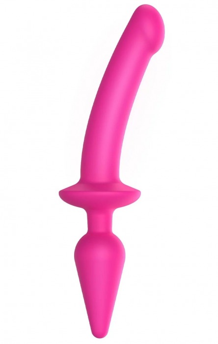 Ярко-розовый двусторонний фаллоимитатор Switch Plug-In Semi-Realistic Size L - Strap-on-me купить с доставкой в интернет-магазине Orgasmix в Новокузнецке Ярко-розовый двусторонний фаллоимитатор Switch Plug-In Semi-Realistic Size L - Strap-on-me