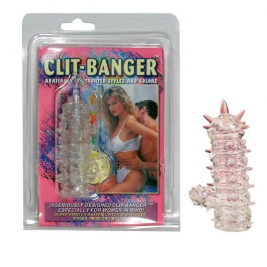 Прозрачная насадка с шипами и клиторальной шишечкой CLIT-BANGER SLEEVE IN CLEAR - Tonga - в Новокузнецке купить с доставкой