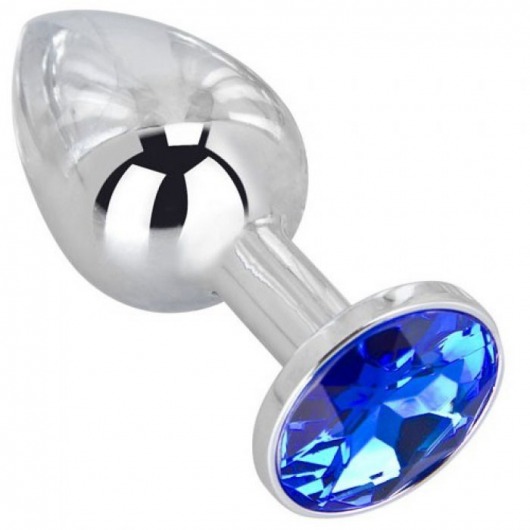 Анальное украшение BUTT PLUG  Small с синим кристаллом - 7 см. - Anal Jewelry Plug - купить с доставкой в Новокузнецке Анальное украшение BUTT PLUG  Small с синим кристаллом - 7 см. - Anal Jewelry Plug - купить с доставкой в Новокузнецке
