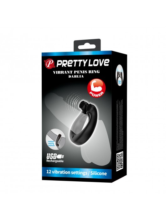 Черное эрекционное кольцо Dahlia с 2 стимулирующими щеточками - Baile - в Новокузнецке купить с доставкой