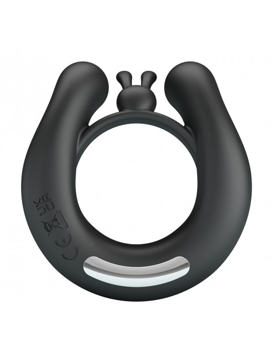 Черное эрекционное кольцо Dahlia с 2 стимулирующими щеточками - Baile - в Новокузнецке купить с доставкой