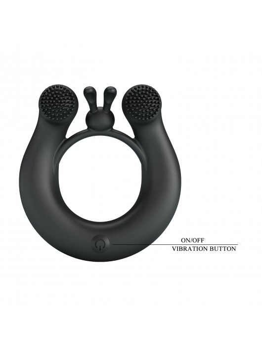 Черное эрекционное кольцо Dahlia с 2 стимулирующими щеточками - Baile - в Новокузнецке купить с доставкой