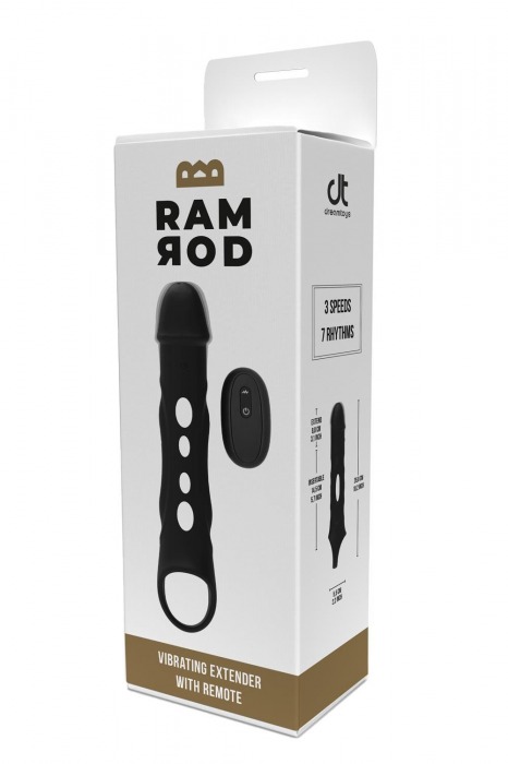 Черная насадка-удлинитель Vibrating Extender With Remote с вибрацией - Dream Toys - в Новокузнецке купить с доставкой