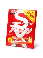 Утолщенный презерватив Sagami Xtreme FEEL LONG с точками - 1 шт. - Sagami - купить с доставкой в Новокузнецке