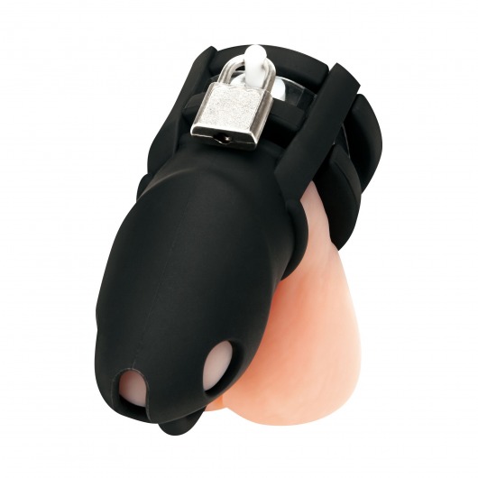 Черная клетка для пениса Silicone Small 2 in Cock Cage With Ball Divider - BlueLine - купить с доставкой в Новокузнецке