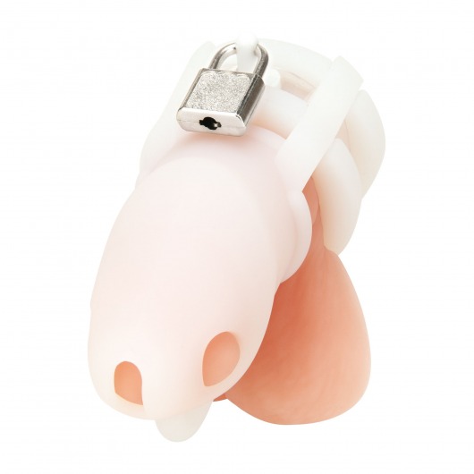 Белая клетка для пениса Silicone Small 2 in Cock Cage With Ball Divider - BlueLine - купить с доставкой в Новокузнецке
