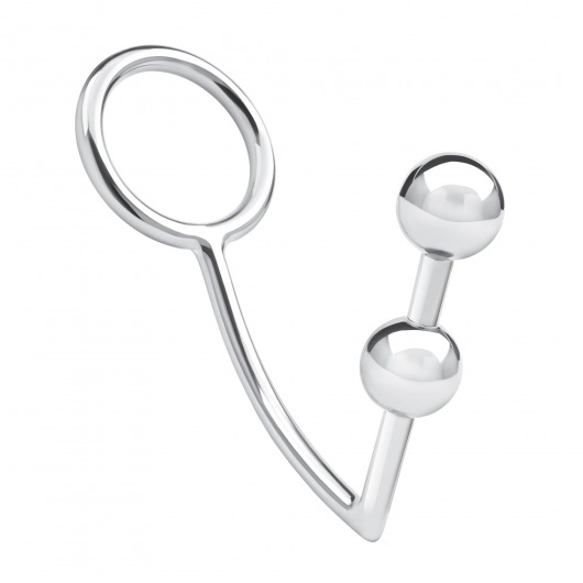 Кольцо на пенис с анальным стимулятором Two Bead Stainless Steel Anal Hook   Cock Ring - BlueLine - в Новокузнецке купить с доставкой