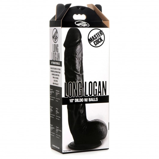 Черный фаллоимитатор-гигант на присоске Long Logan 10’’ Dildo with Balls - 27,4 см. - XR Brands