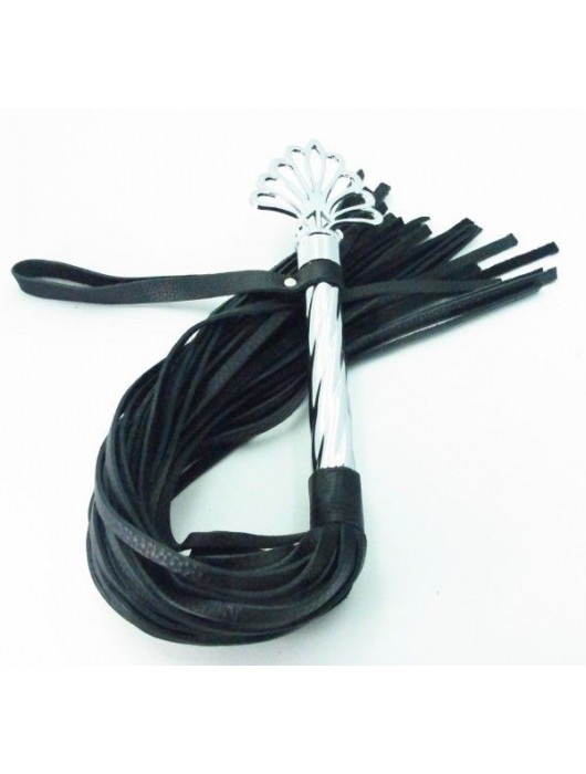 Длинная плеть с рукоятью цвета  никель  - 66 см. - БДСМ Арсенал - купить с доставкой в Новокузнецке