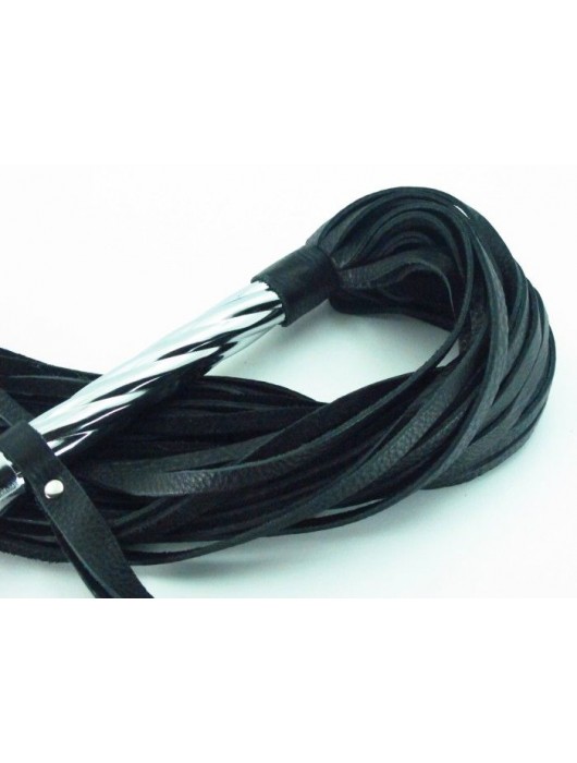 Длинная плеть с рукоятью цвета  никель  - 66 см. - БДСМ Арсенал - купить с доставкой в Новокузнецке