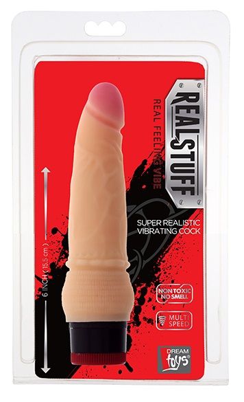 Вибратор-реалистик со встроенным пультом REALSTUFF 6INCH VIBRATOR - 15,5 см. - Dream Toys