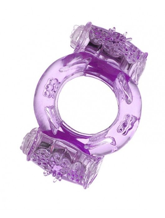 Фиолетовое виброкольцо с двумя вибропульками - Toyfa Basic - в Новокузнецке купить с доставкой