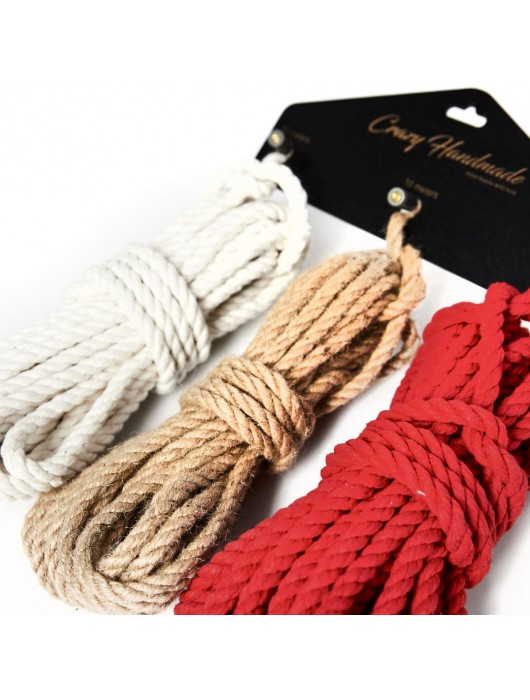Набор из 3 разноцветных веревок для шибари - Crazy Handmade - купить с доставкой в Новокузнецке