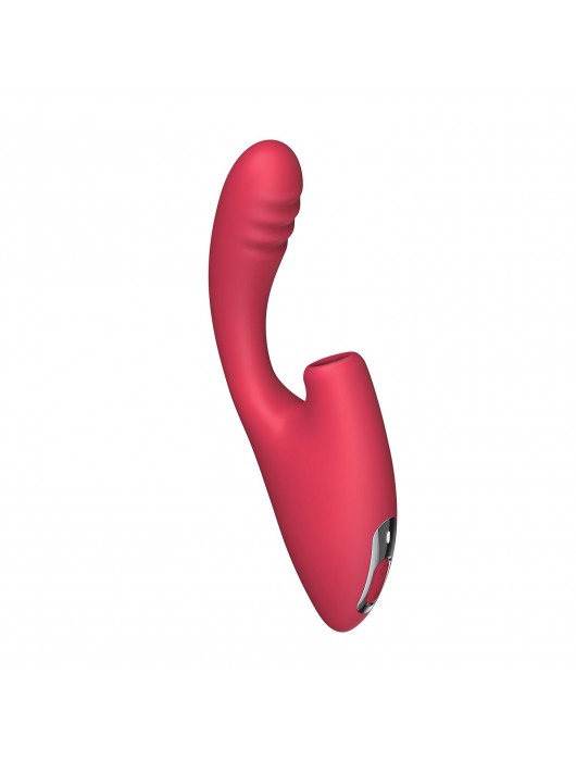 Красный двойной стимулятор Cardinal с вибрацией и вакуумом - 20,2 см. - BeYourLover