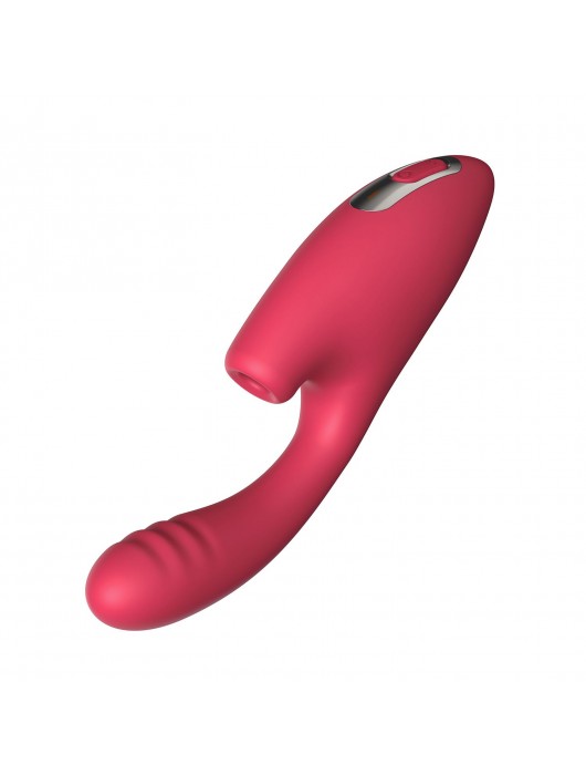 Красный двойной стимулятор Cardinal с вибрацией и вакуумом - 20,2 см. - BeYourLover