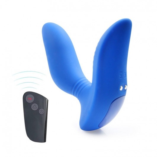 Синий вибромассажер простаты 3,5’’ Remote Control Curve P-spot Massager - 12 см. - Erokay - в Новокузнецке купить с доставкой