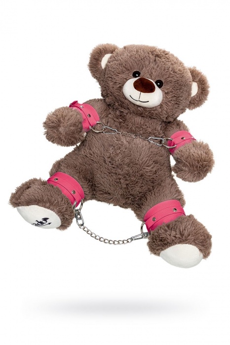 Бондажный набор: бурый мишка с розовыми оковами и наручниками - Pecado - купить с доставкой в Новокузнецке