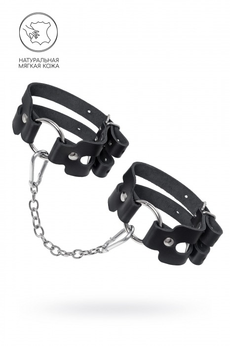 Черные кожаные оковы из двух ремешков - Pecado - купить с доставкой в Новокузнецке Черные кожаные оковы из двух ремешков - Pecado - купить с доставкой в Новокузнецке