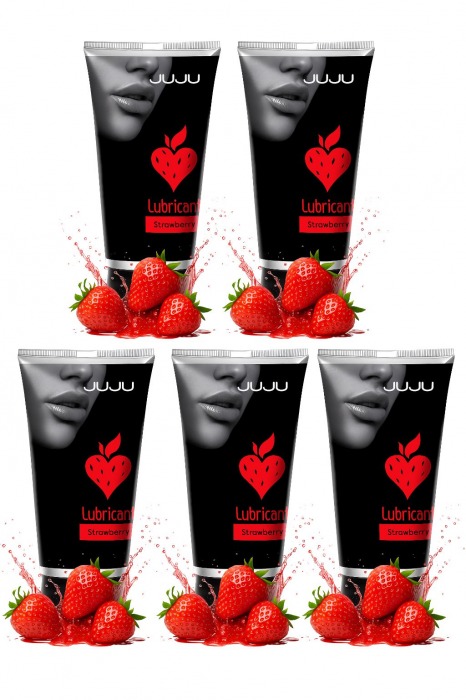 Набор из 5 съедобных лубрикантов JUJU со вкусом клубники - JuJu - купить с доставкой в Новокузнецке Набор из 5 съедобных лубрикантов JUJU со вкусом клубники - JuJu - купить с доставкой в Новокузнецке
