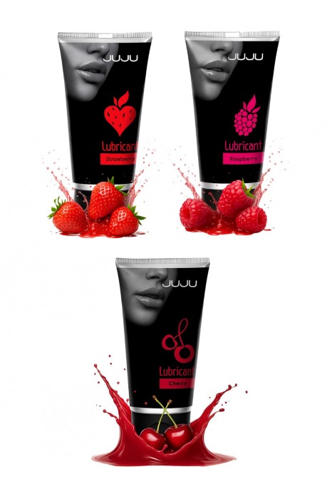 Набор из 3 съедобных лубрикантов JUJU (клубника, малина, вишня) - JuJu - купить с доставкой в Новокузнецке Набор из 3 съедобных лубрикантов JUJU (клубника, малина, вишня) - JuJu - купить с доставкой в Новокузнецке