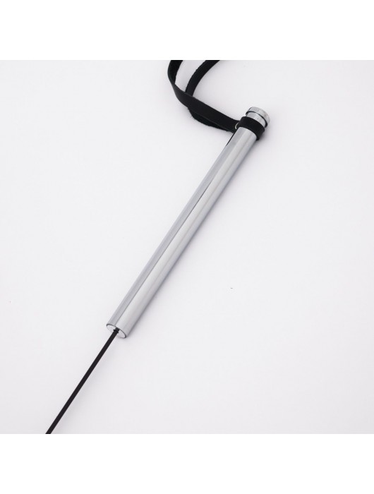 Стек с широким черным кожаным наконечником и металлической ручкой - 67 см. - Crazy Handmade - купить с доставкой в Новокузнецке