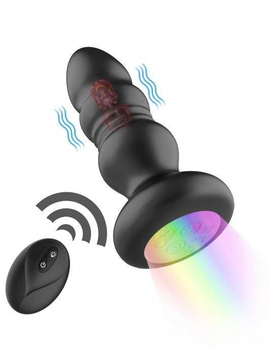 Черная анальная вибропробка с фрикционным механизмом и LED-подсветкой - 12,5 см. - Secwell в Новокузнецке Черная анальная вибропробка с фрикционным механизмом и LED-подсветкой - 12,5 см. - Secwell