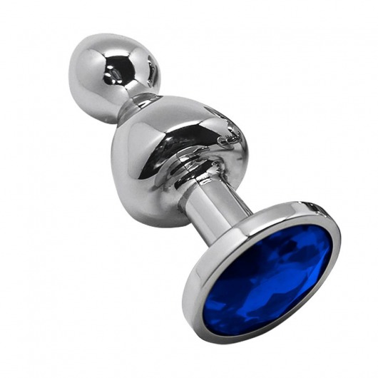 Серебристая анальная втулка Wooomy Lollypop Size S с синим кристаллом - Adrien Lastic в Новокузнецке Серебристая анальная втулка Wooomy Lollypop Size S с синим кристаллом - Adrien Lastic