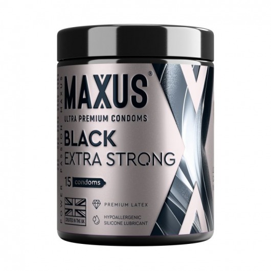 Черные утолщенные презервативы MAXUS Extra Strong с железным кейсом - 15 шт. - Maxus - купить с доставкой в Новокузнецке