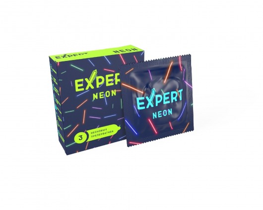 Светящиеся в темноте презервативы Expert Neon - 3 шт. - Expert - купить с доставкой в Новокузнецке