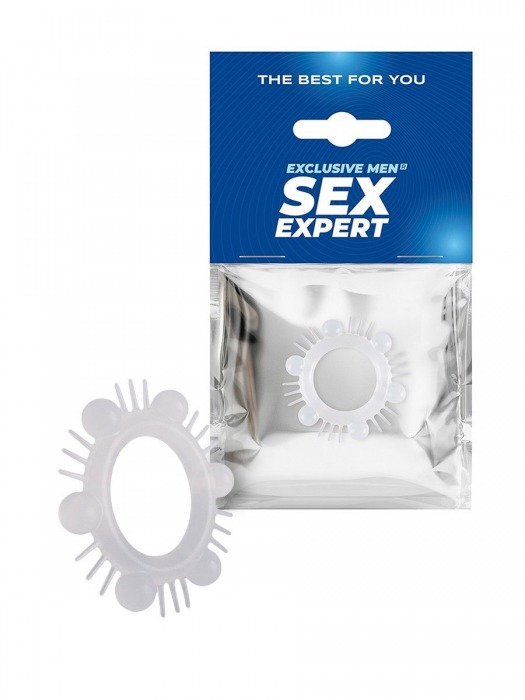 Эластичное эрекционное кольцо с шипиками и шариками - Sex Expert - в Новокузнецке купить с доставкой Эластичное эрекционное кольцо с шипиками и шариками - Sex Expert - в Новокузнецке купить с доставкой