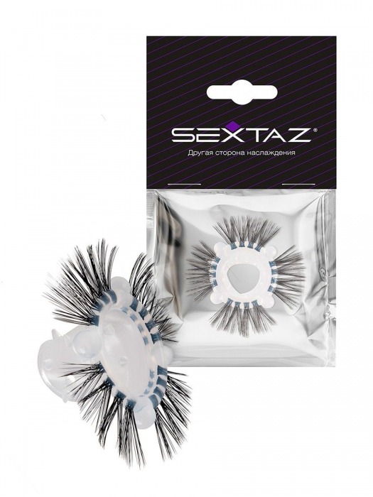 Эластичное эрекционное кольцо с черными «ресничками» - Sextaz - в Новокузнецке купить с доставкой