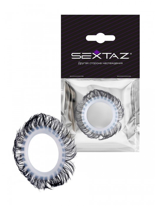 Эластичное эрекционное колечко с черными «ресничками» - Sextaz - в Новокузнецке купить с доставкой