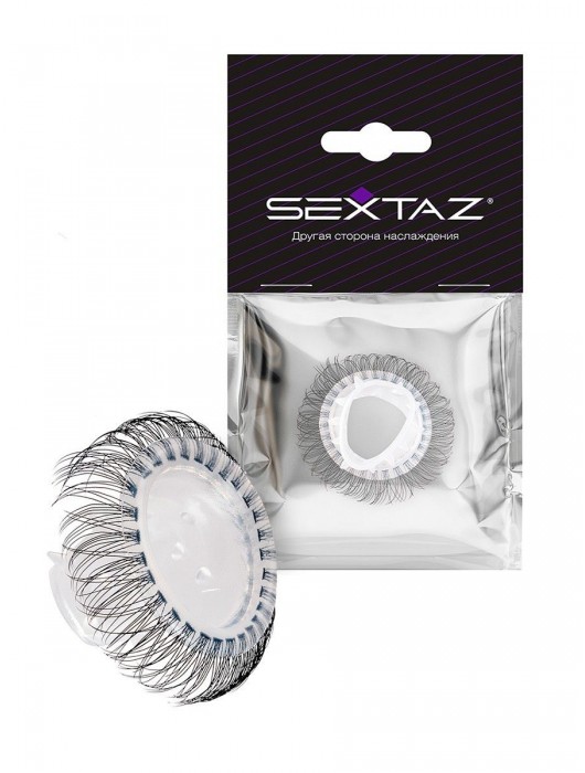 Эластичное эрекционное кольцо с длинными черными «ресничками» - Sextaz - в Новокузнецке купить с доставкой