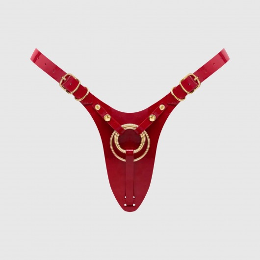 Красный пояс для фиксации насадок Strap-On-Me Leatherette Harness Fabulous - Strap-on-me - купить с доставкой в Новокузнецке