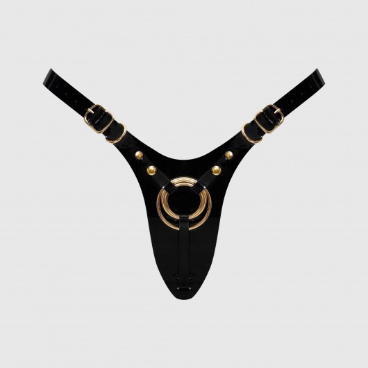 Черный пояс для фиксации насадок Strap-On-Me Leatherette Harness Fabulous - Strap-on-me - купить с доставкой в Новокузнецке