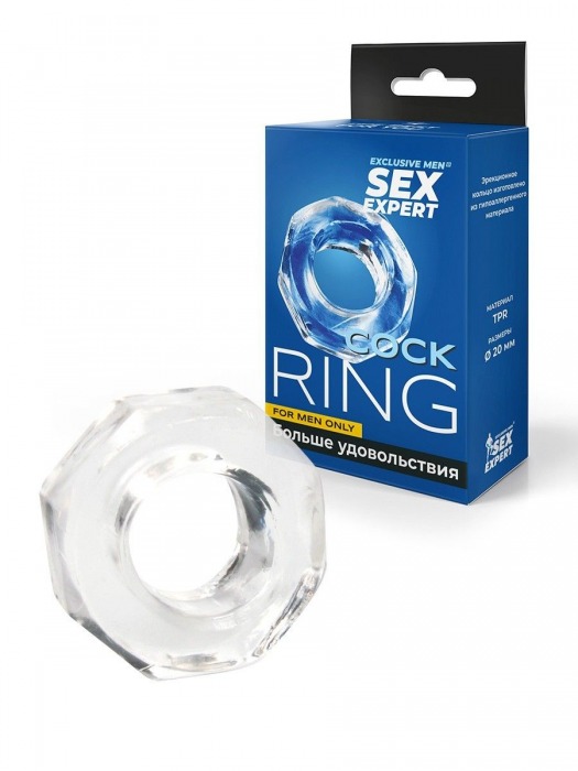 Прозрачное эрекционное кольцо в форме гайки - Sex Expert - в Новокузнецке купить с доставкой