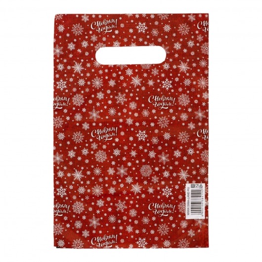 Красный подарочный новогодний пакет с вырубной ручкой (20х30 см) - Сима-Ленд - купить с доставкой в Новокузнецке