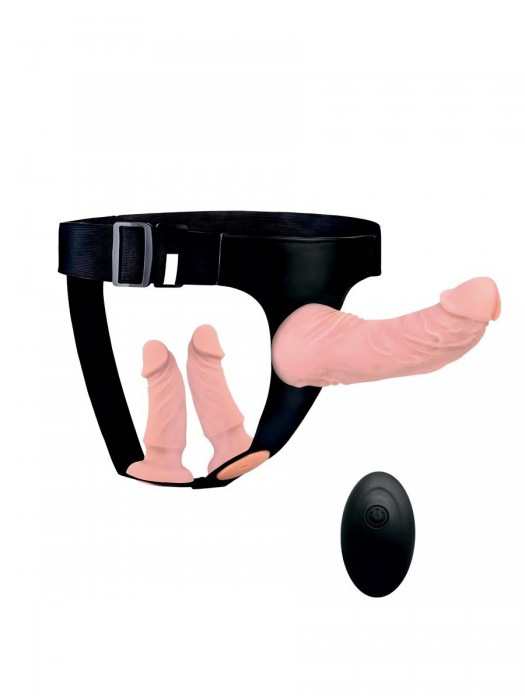 Женский страпон с 3 насадками и вибрацией - Erowoman-Eroman - купить с доставкой в Новокузнецке