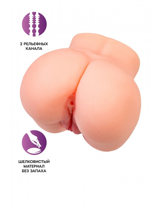 Реалистичный мастурбатор в форме попки с двумя любовными входами - No Name - в Новокузнецке купить с доставкой