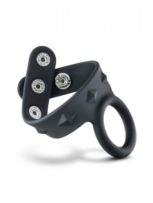 Черное эрекционное кольцо с подхватом мошонки на кнопках VS6 - Blush Novelties - в Новокузнецке купить с доставкой