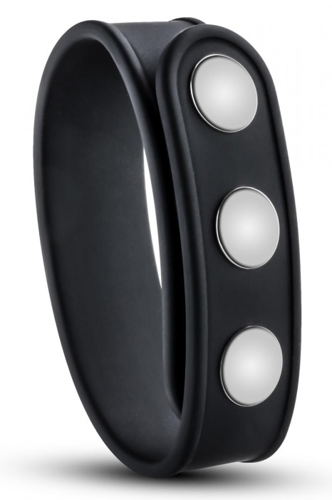 Черное эрекционное кольцо на кнопках - Blush Novelties - в Новокузнецке купить с доставкой