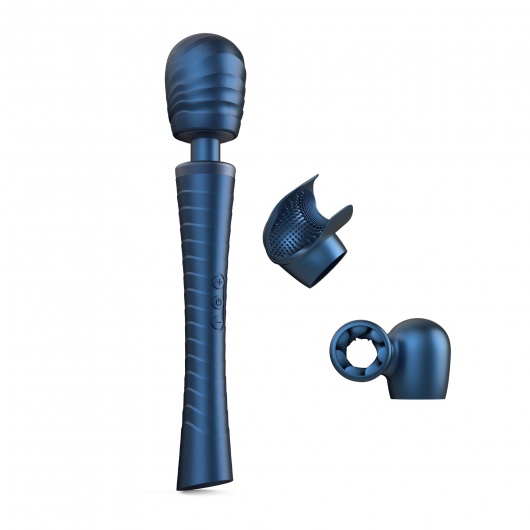 Синий вибромассажёр с насадками Man.wand Edgy - Manwan - в Новокузнецке купить с доставкой