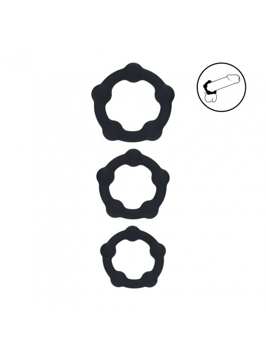 Набор из 3 эрекционных колец Beaded Silicone Cockring Set - Shots Media BV - в Новокузнецке купить с доставкой