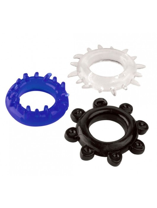 Набор из 3 эрекционных колец разного цвета и рельефа - Boys of Toys - в Новокузнецке купить с доставкой