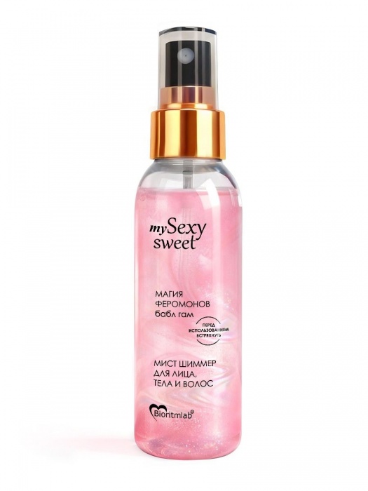Мист для лица, тела и волос Sexy Sweet с ароматом бабл-гам, шиммером и феромонами - 95 мл. -  - Магазин феромонов в Новокузнецке